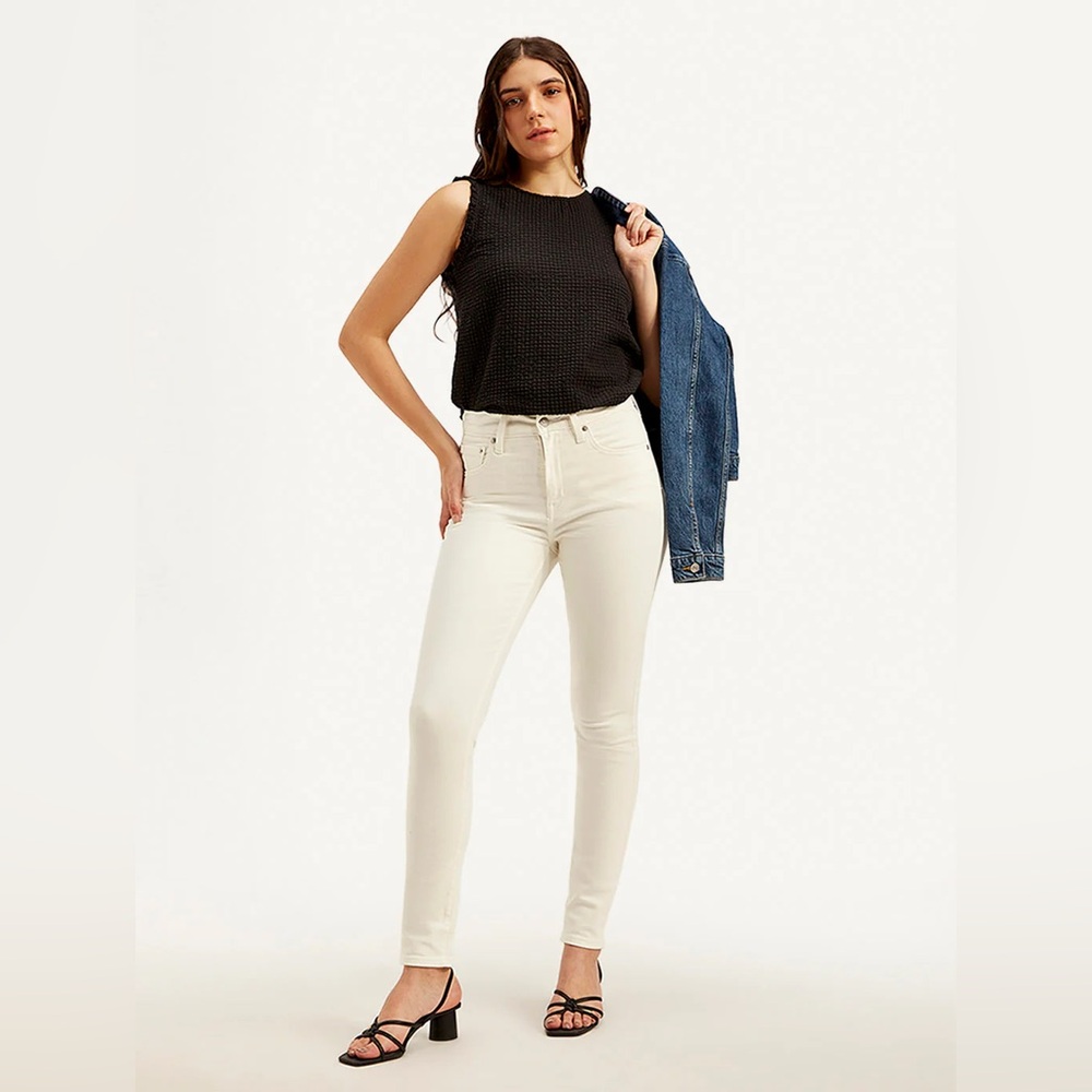 Levi’s Mid Rise Skinny Denim Jeans Cream/White Size 8